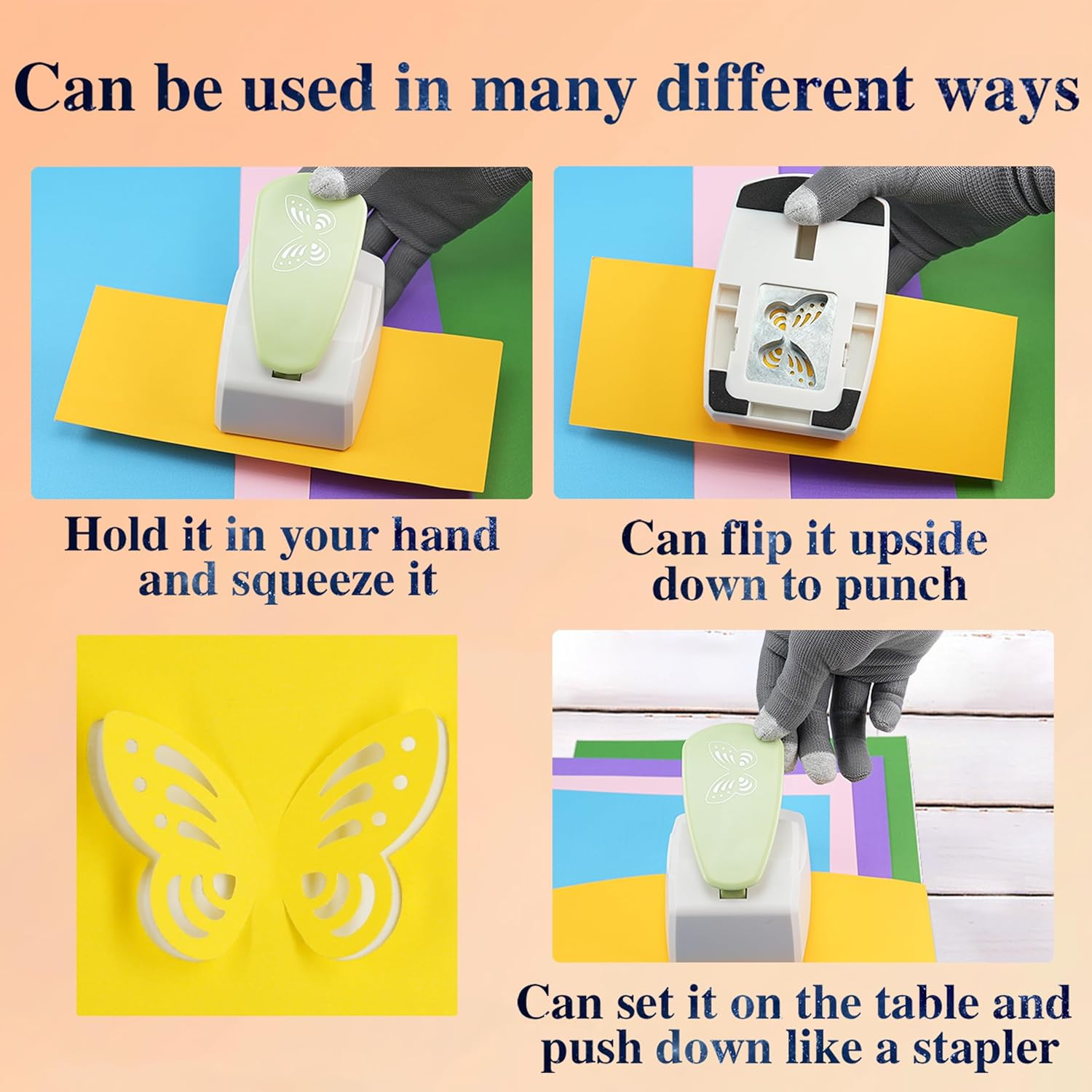 3D Raised Butterfly Craft Punch, Stays Securely on Paper, DIY Card & Scrapbook Tool for Greeting Cards, Journals, Random Colors image number 2