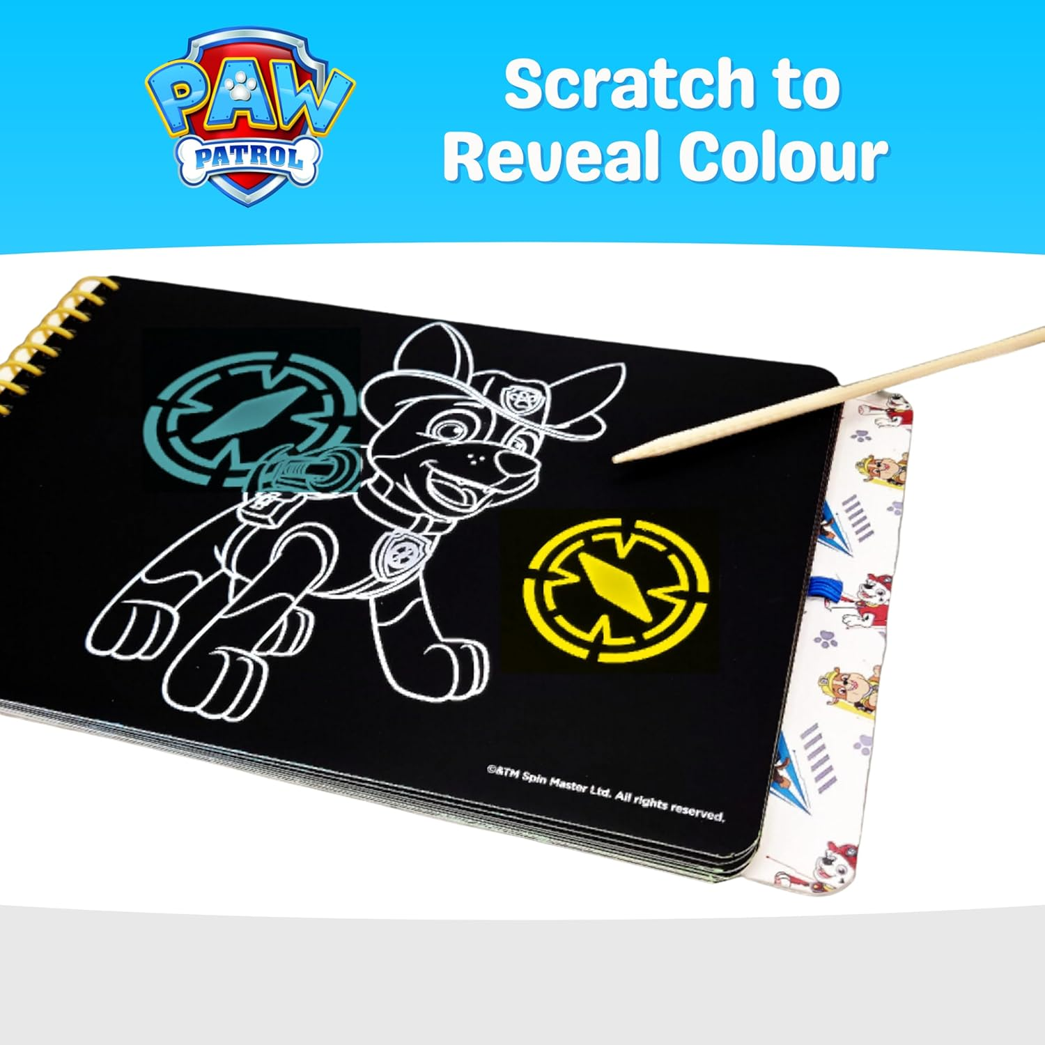 Paw Patrol Scratch Paper for Children, Activity Notebook for Children, Includes 20 Sheets of Scratch Paper and Wooden Pens, Craft Set for Children