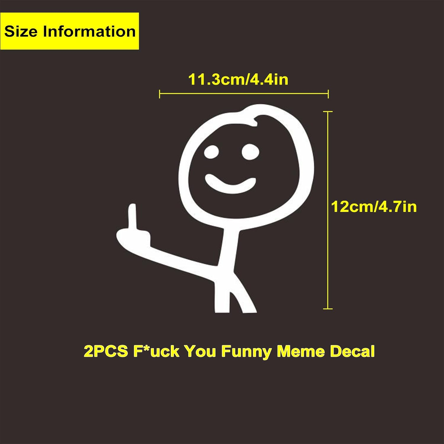 2PCS F*Ck You Funny Meme Decal,Middle Finger Car Decal,Cute and Humorous Cartoon Sticker,White Graphics Vinyl Decal for Cars,Trucks,Window,Computer image number 1