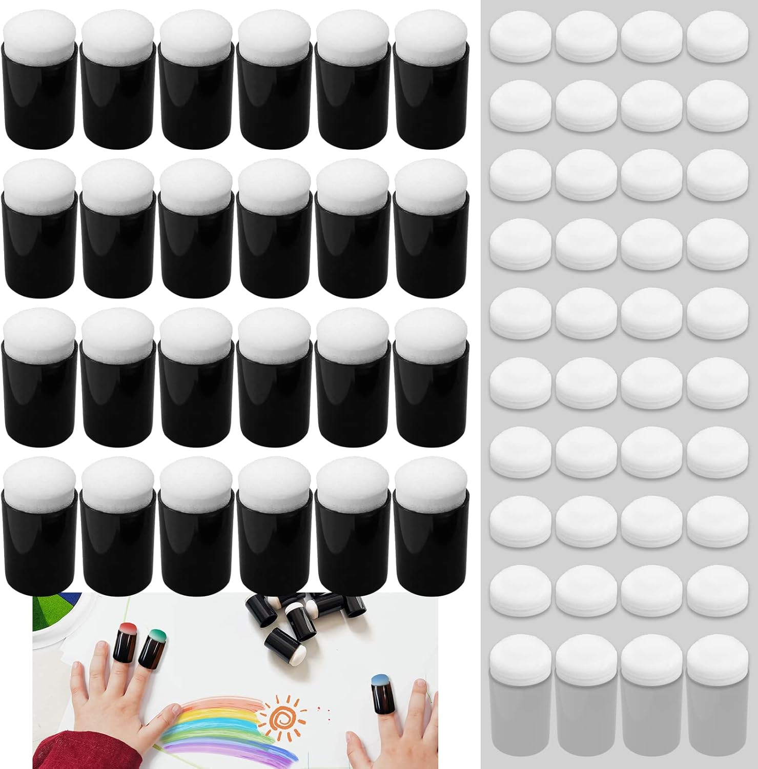 Daily Treasures 64-Pieces Finger Sponge Daubers (24Pcs Finger Painting Sponge +40Pcs for Replacing), Arts and Craft Painting Projects Daubers for Stamping, Drawing, Ink, Card Making image number 4