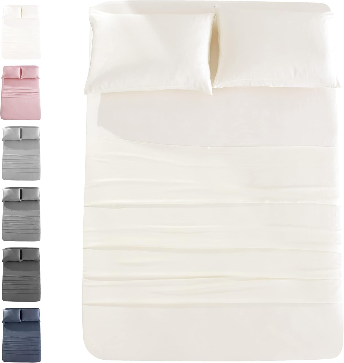 JOMO - Cooling Bed Sheets King Size - White, 4 Pack - 75% Viscose Derived from Bamboo, 25% Modal - Cooling Sheets for Hot Sleepers - Ultra Soft & Comfortable with 156 GSM Thick Fabric