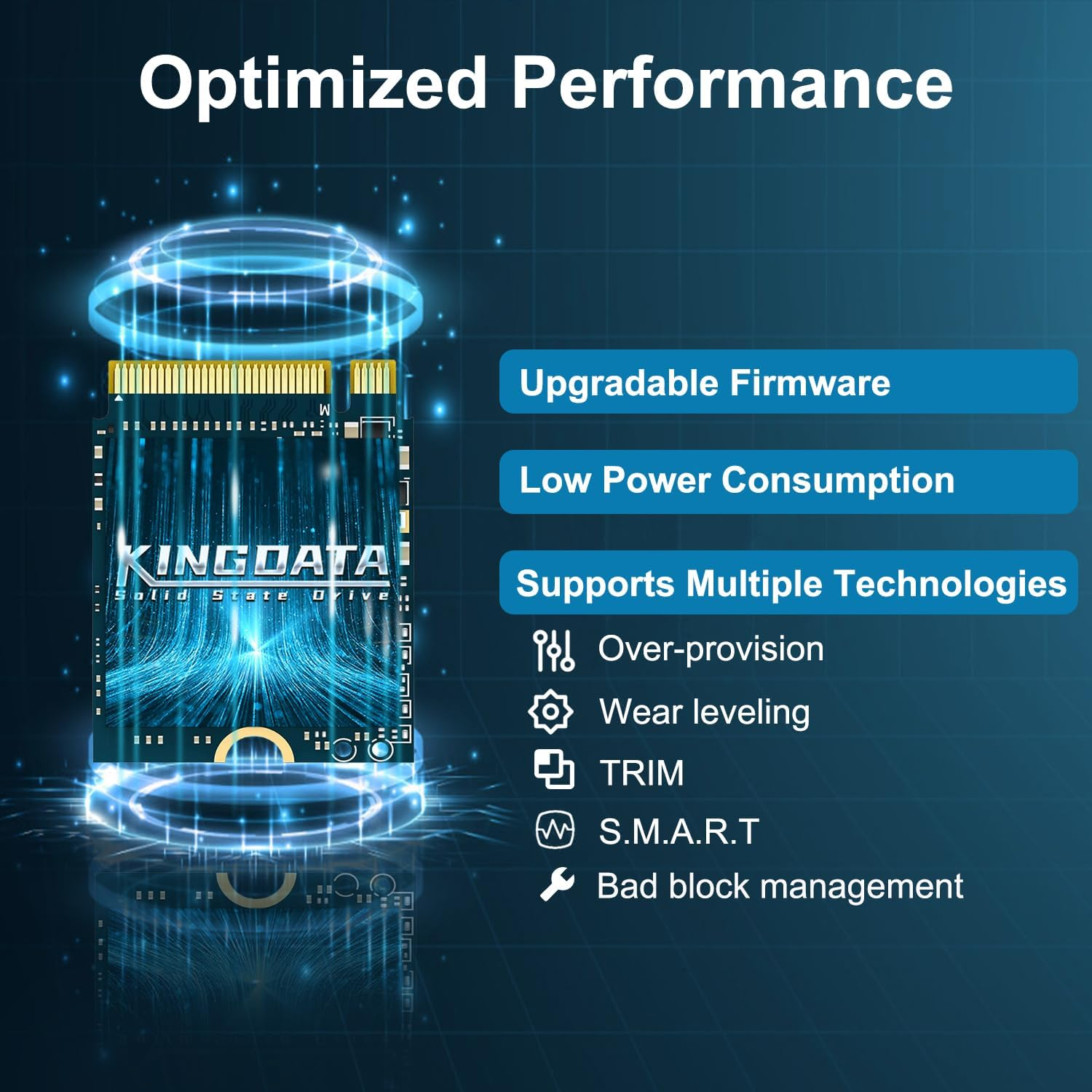 KINGDATA SSD 2TB M.2 2230 Nvme Pcie Gen 4.0X4, Internal Solid State Drive for Steam Deck, Surface Pro, Ultrabook, High Performance Gaming SSD Storage Expansion (M.2 2230 Pcie 4.0, 2TB)