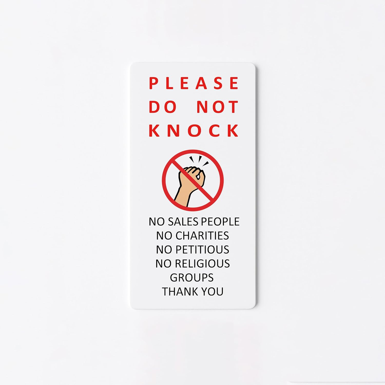 Please Do Not Knock, No Door Knockers Sign, NO Religious Groups, No Sales People Sign Plaque (Style1 (Black Text)) - Style2 (White Text) image number 3