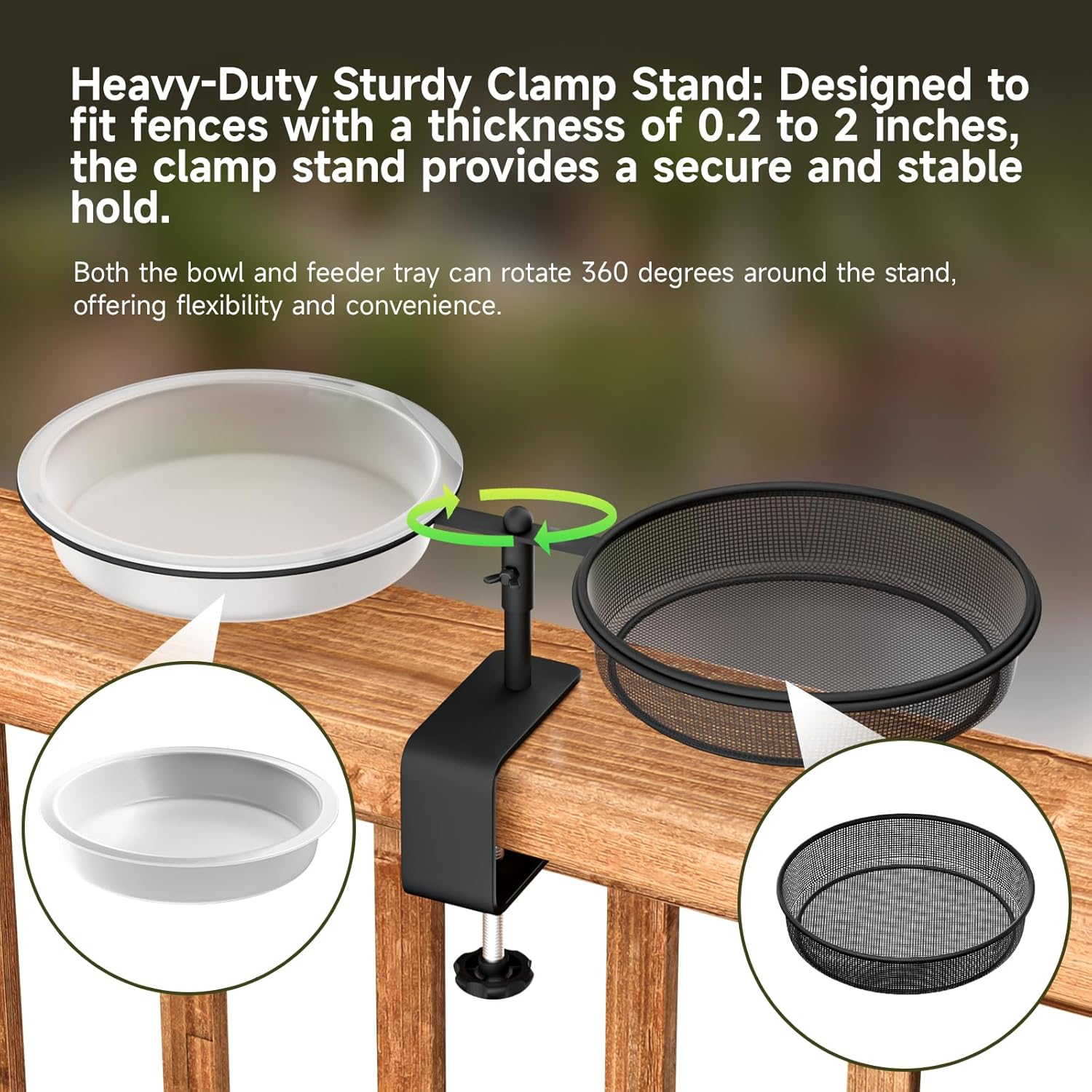 Bird Feeder Deck Mount with Detachable Bowl 2-In-1 Wild Bird Bath & Water Food Container Station for Garden, Yard, Balcony Outdoor Bird Feeding Stand for Wild Birds, Bird Watcher Gift (Type1) image number 6