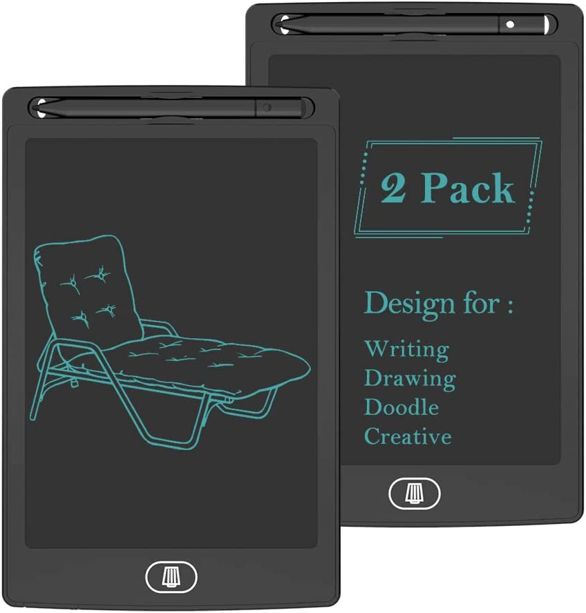 [2 Pack] TIQUS LCD Writing Tablet Pad 8.5 Inch Ewriter Electronic Board and Memo Notes for and Adults at Home School and Office Middle Stylus (Black)