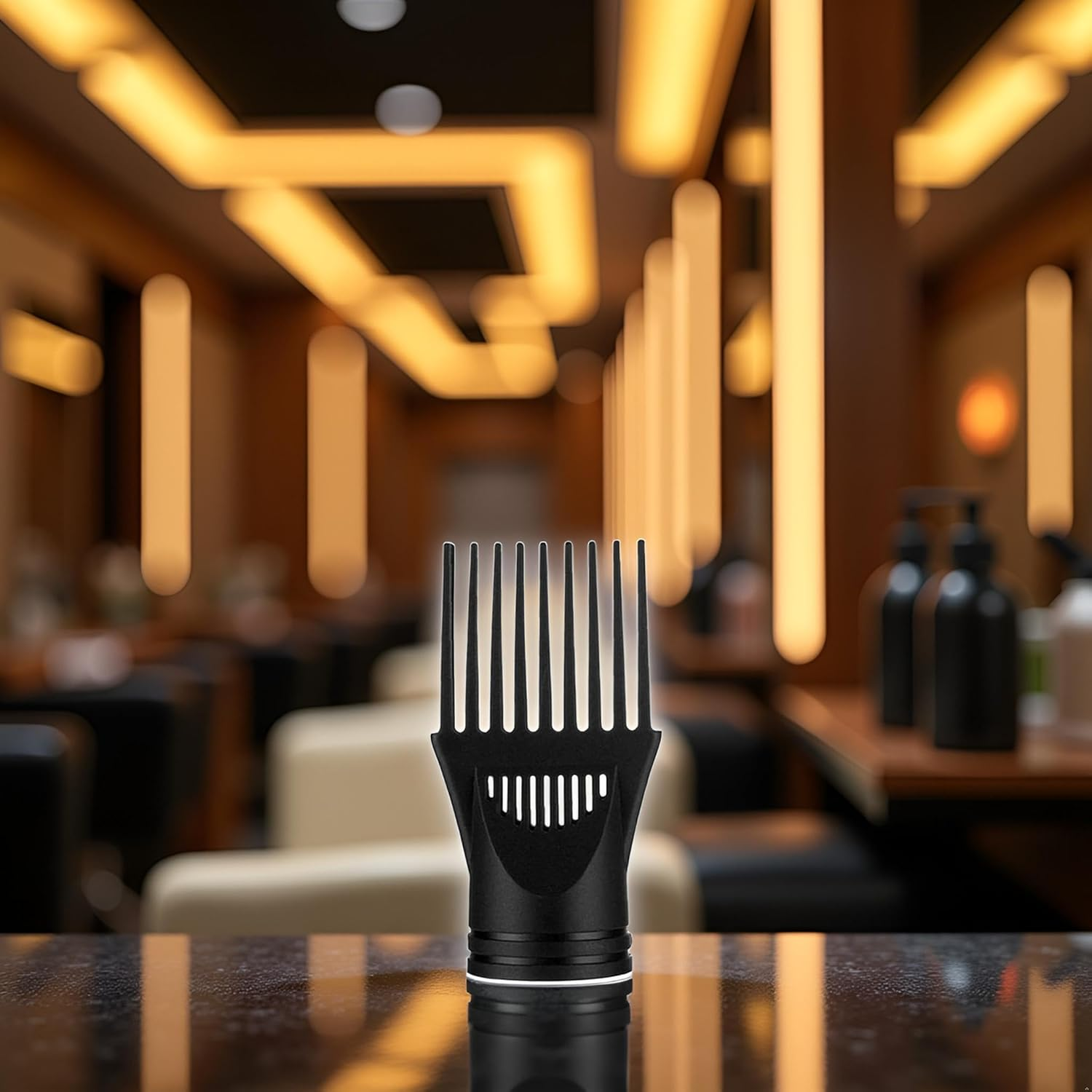 Hair Dryer Diffuser Professional Universal Hairdressing Wind Blow Cover Comb Attachment Nozzle Black Straightening Detangling Fine Curly Natural Hair Professional Processed Blow Dryer Comb Attachment image number 3