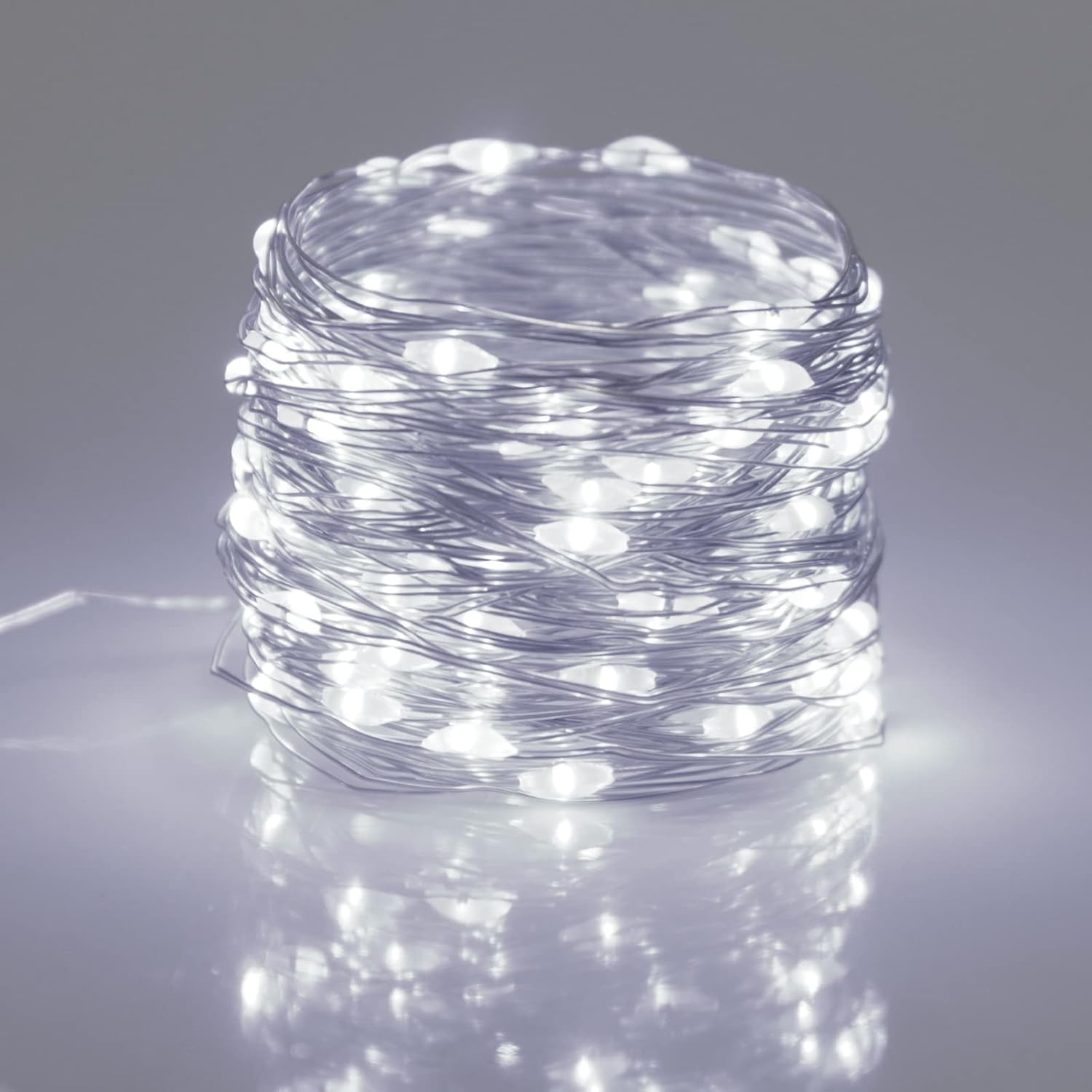 Fairy Christmas LED String Light Battery Operated, 10M / 100LED White Waterproof 3XAA Battery Case, Indoor Outdoor Lights for Xmas Tree Wedding, Halloween, Party, Garden Decoration image number 1