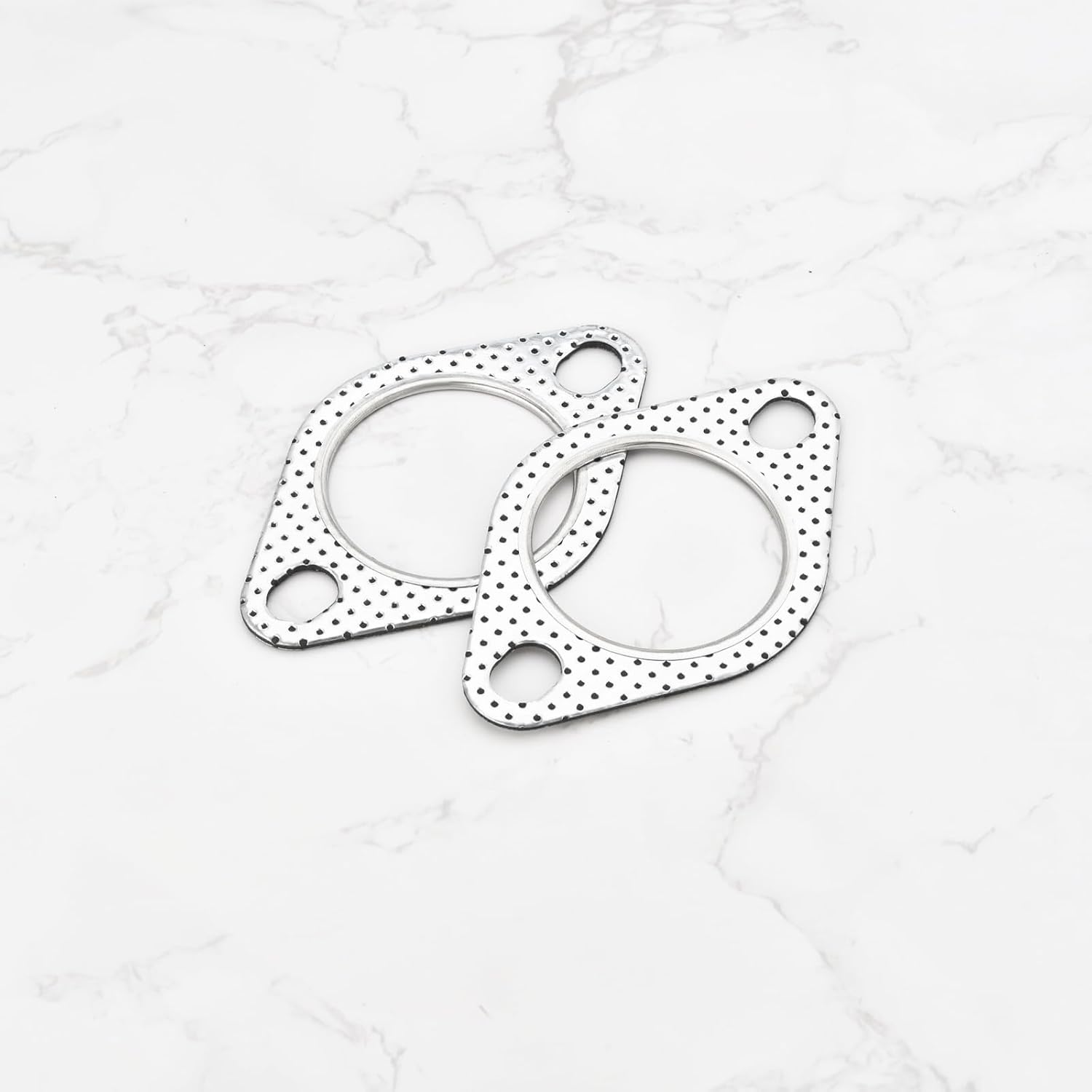 2Pcs 2 Inch Exhaust Pipe Interface Flange Gasket 2-Hole Steel Exhaust Turbine Manifold Lower Manifold Hole Spacing 85Mm Suitable for 51Mm Exhaust Pipe image number 4