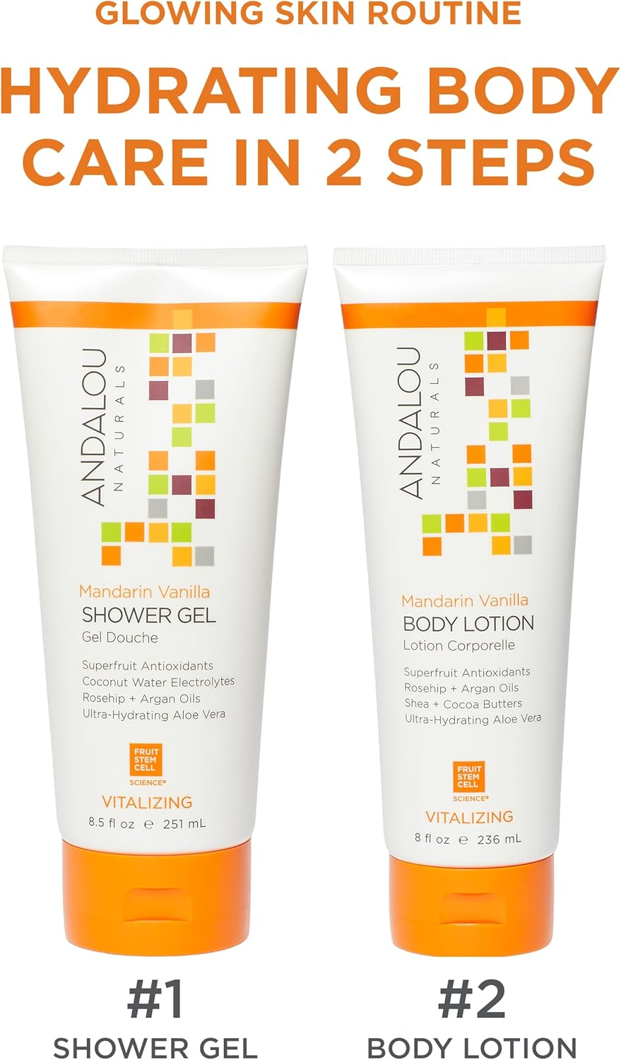 Andalou Naturals Mandarin Vanilla Vitalizing Body Lotion, 8 Ounce