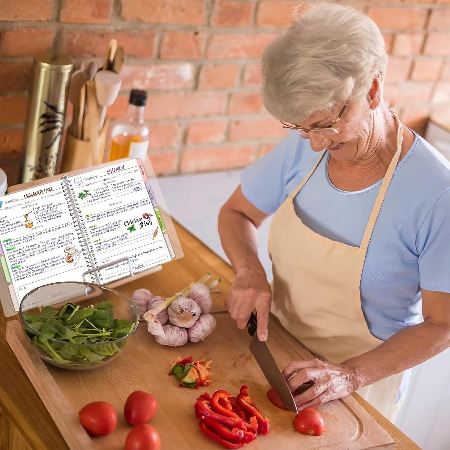 Blank Recipe Book to Write in Your Own Recipes, 8.5" X 11" Removable Hardcover Family Recipe Binder with Dividers, Customized Personal Recipe Book Hold 140 Recipes (Salvia Blue) - Light Grey image number 7