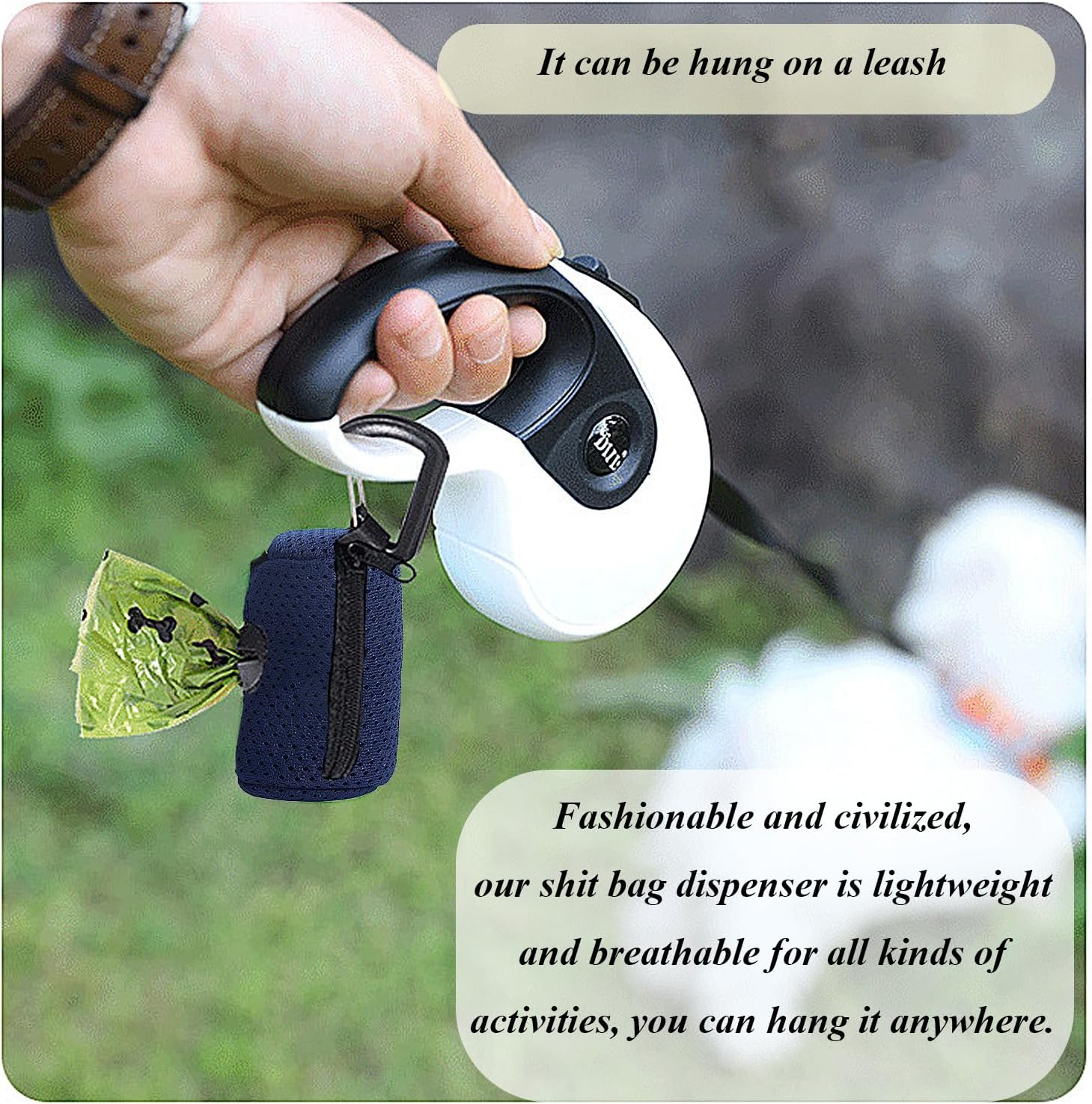 Luojinluoda Dog Poop Bags Dispenser - Mesh Fabric Attachment Large Capacity Dog Poop Bag Holder with Zipper, Portable Pet Waste Bag Holder for Daily Dog Walking image number 2