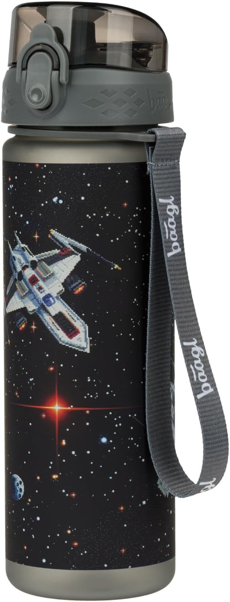 Baagl Children'S Drinking Bottle, Leak-Proof Water Bottle, 500 Ml, School and Sports Football Bottle for Boys and Girls, Tritan, Casual Drinks Bottle, School Drinking Bottle (Pixel Space) - Blue Logo image number 3