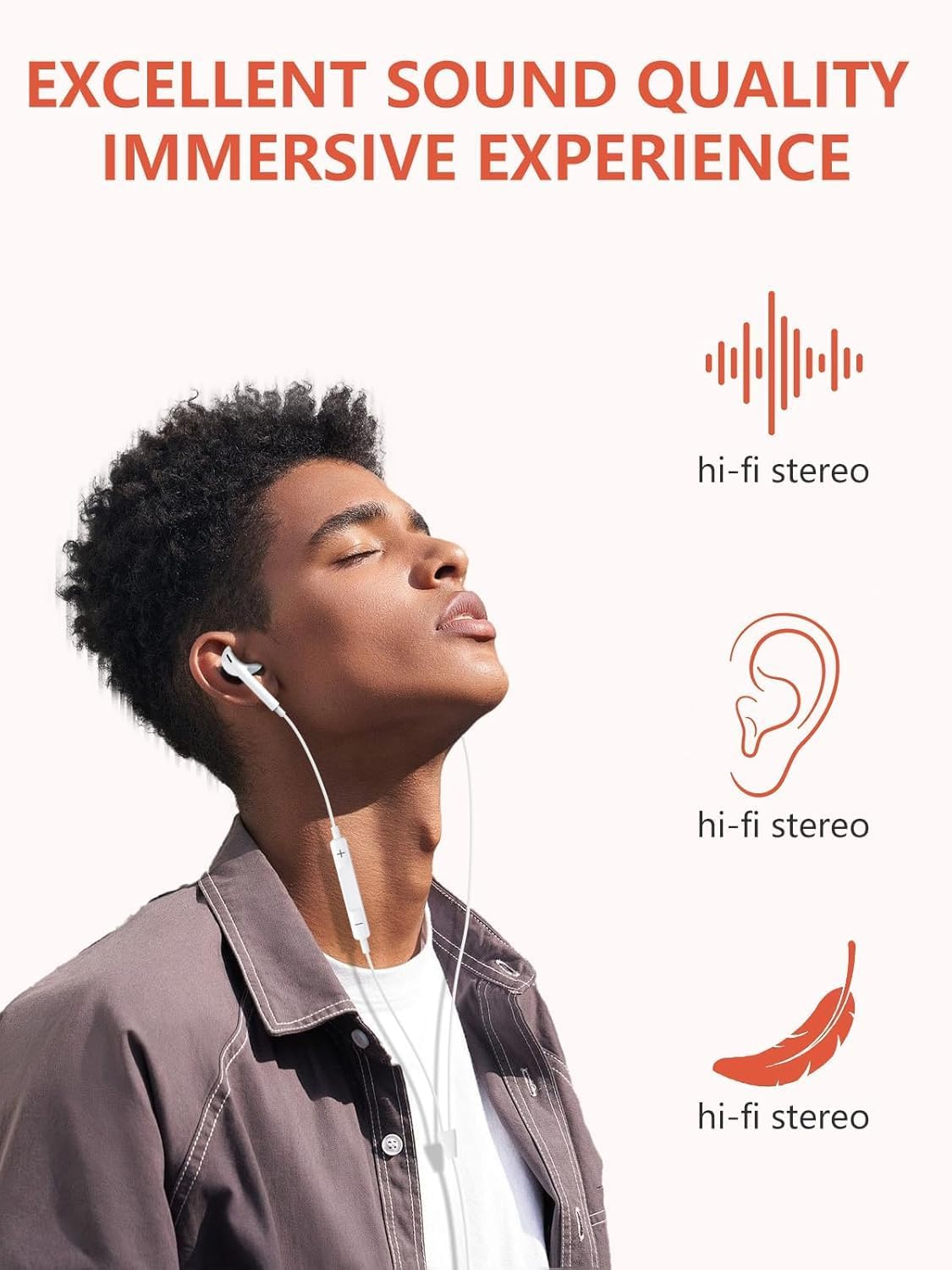 XINSHIKEJI USB C Headphones for Phone 16 Pro Max 15 plus Pad Pro In-Ear Headphones with Cable Type C, Microphone, Volume Control for Galaxy S23 S22 S21 S20 A53 A54 A34 Google Pixel 8 7 6A 5 4 image number 3