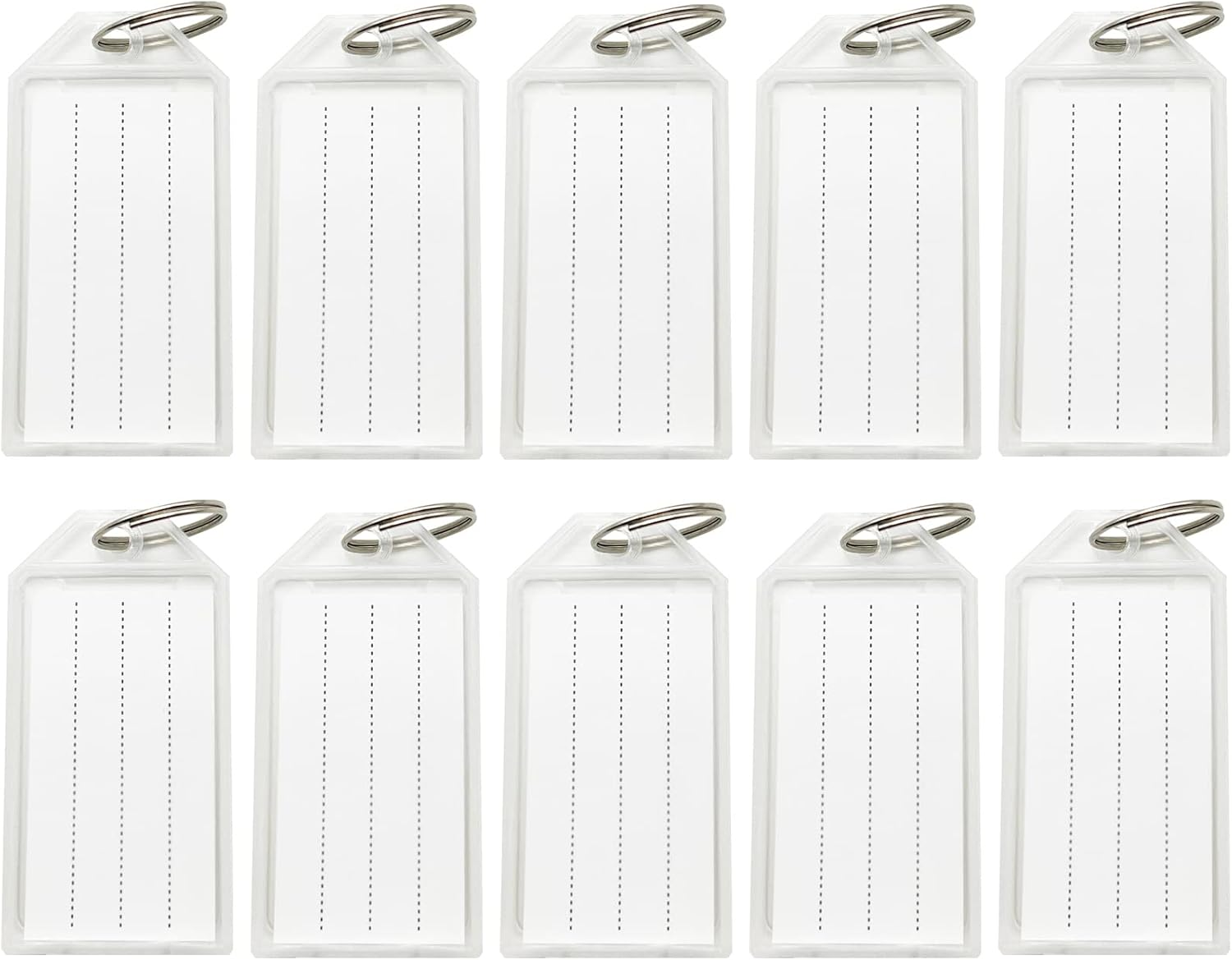 10 PCS Plastic Key Fobs with Labels and Key Rings, Semi Transparent, USB, ID Tags, Luggage Name Tags