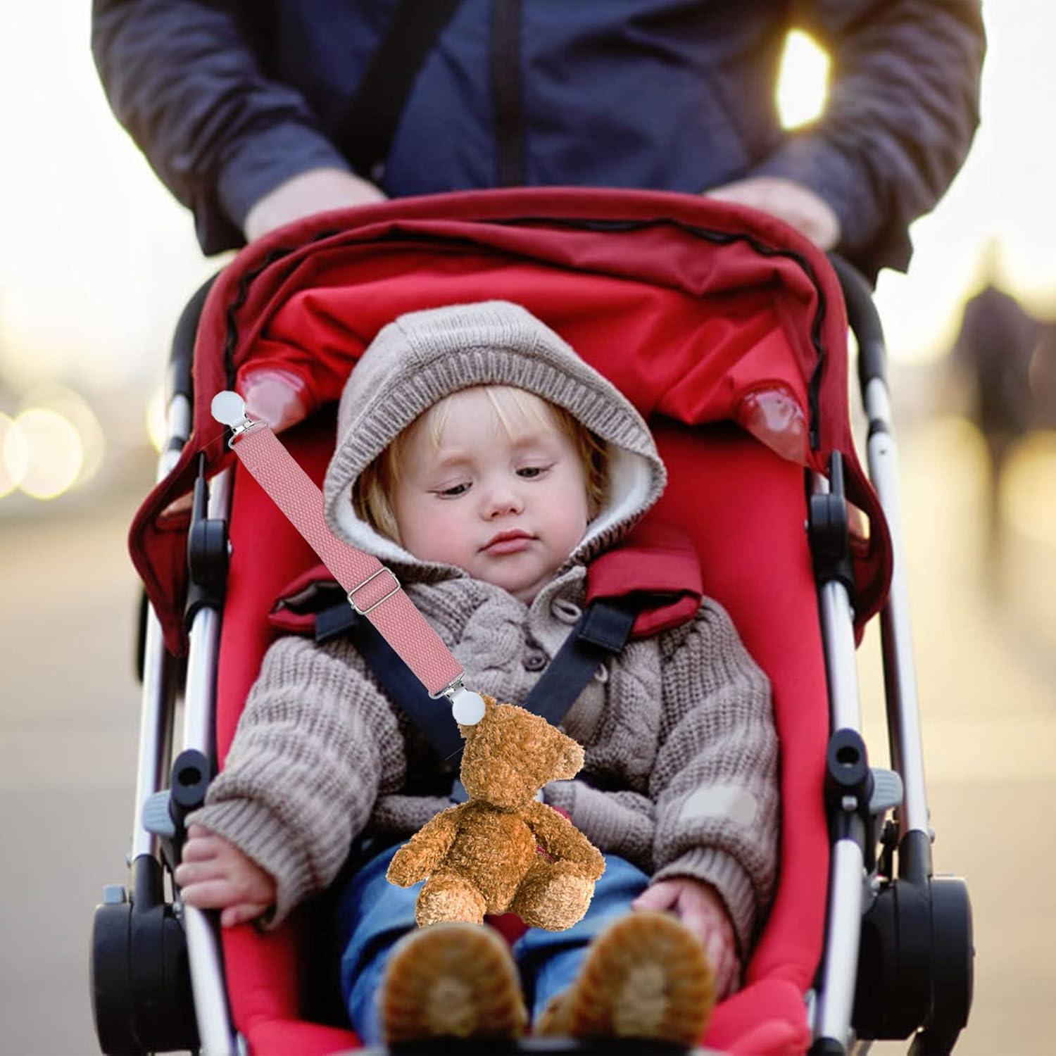 3 PCS Multipurpose Clips Baby Nursing Cover Clips Saliva Towel Double-End Clamp Toy Anti-Drop Clip Adjustable Braid Strap Dental Bib Holder Clip Napkin Holder for Adult Kids (Orange/White/Pink) image number 1