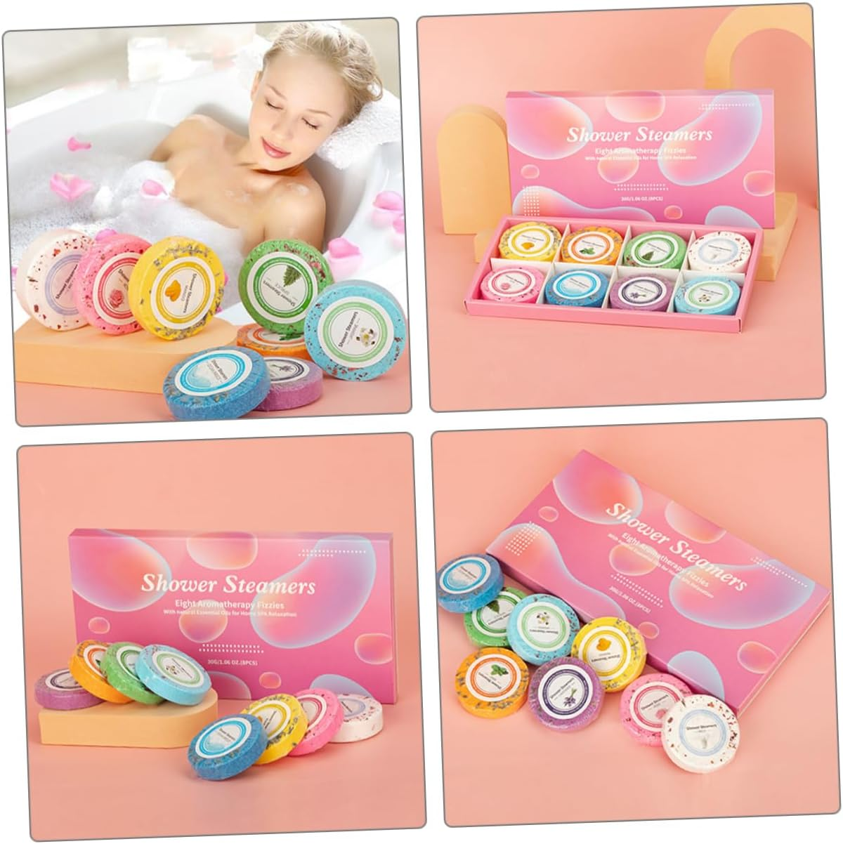HAMPPLIES Aroma Bath Tablets 8Pcs Essential Oil Shower Drops for Women Bath Fragrance Tablets Aromatherapy Shower Experience image number 2