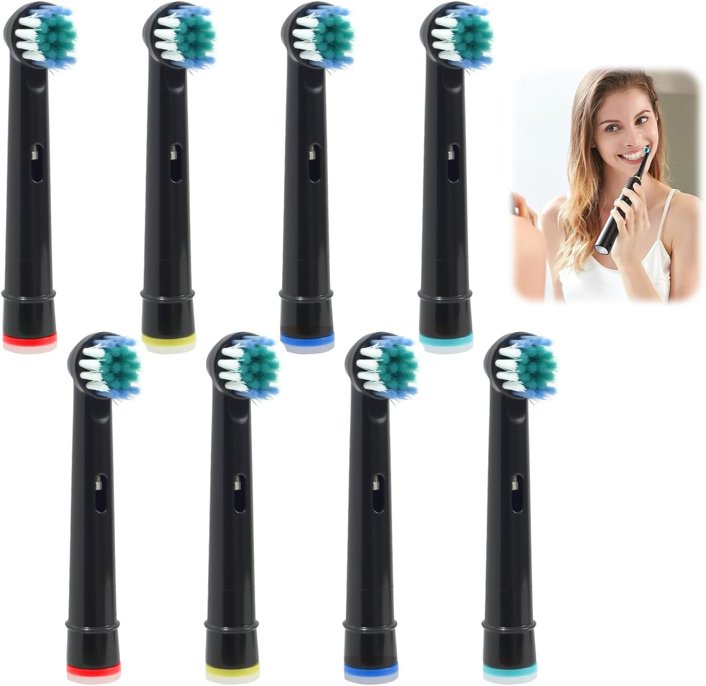 8 Pack Electric Toothbrush Heads Compatible with Oral-B Braun Pro 1000 500 1500 3000 5000 Vitality plus Models, Soft Bristle Replacement Brush Heads for Daily Plaque Removal and Oral Care image number 1