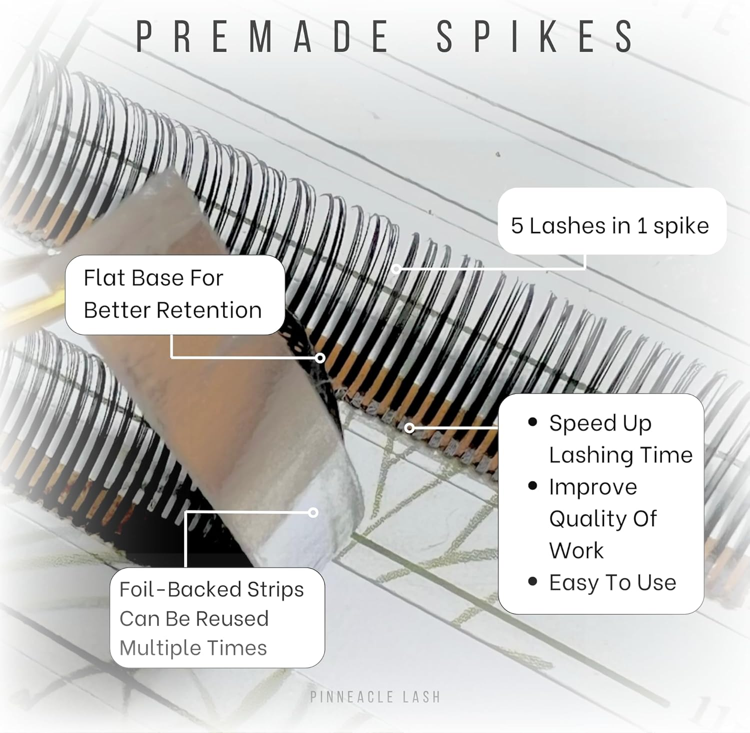 Promade Wet Narrow Fans | Premade Spikes | 5D Spike Flat Base for Wispy, Wet Mascara Lash, Anime Lash Extensions | for Professional Lash Extension | Handmade in Vietnam | Pinneacle Lash | Mix 8 Sizes in 1 | 0.07 (D Curl) image number 6