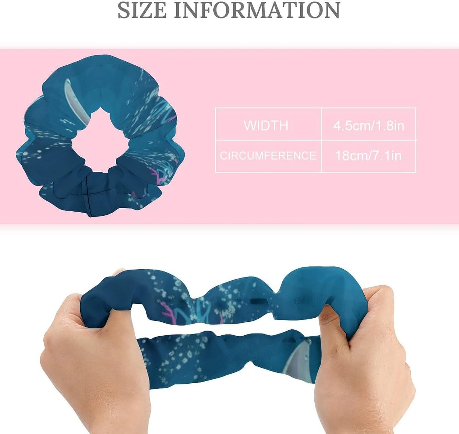 Hair Scrunchies,Dolphin and Fish Hair Bands,Scrunchy Hair Ties Ropes,Scrunchy Hair Ties for Women Girls Hair Accessories image number 4