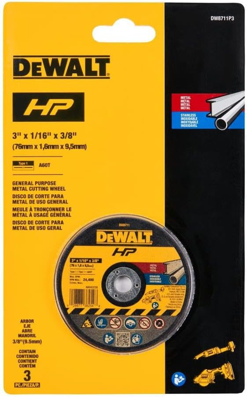 Dewalt 3IN Bonded Cutting Wheel 3PACK (DW8711P3) image number 1