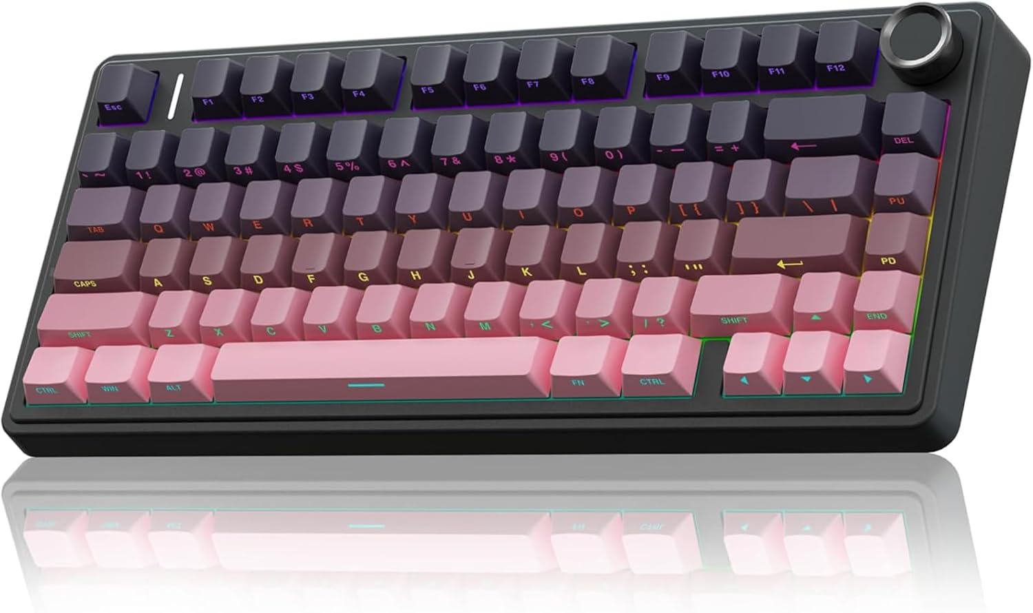 AULA F75 Wireless Mechanical Keyboard &ndash; Tri-Mode 75% Layout &ndash; Hot Swappable &ndash; RGB &ndash; Gasket Mount &ndash; PBT Keycaps &ndash; 4000Mah Battery (Cedar Green (Ice Vein Switch))