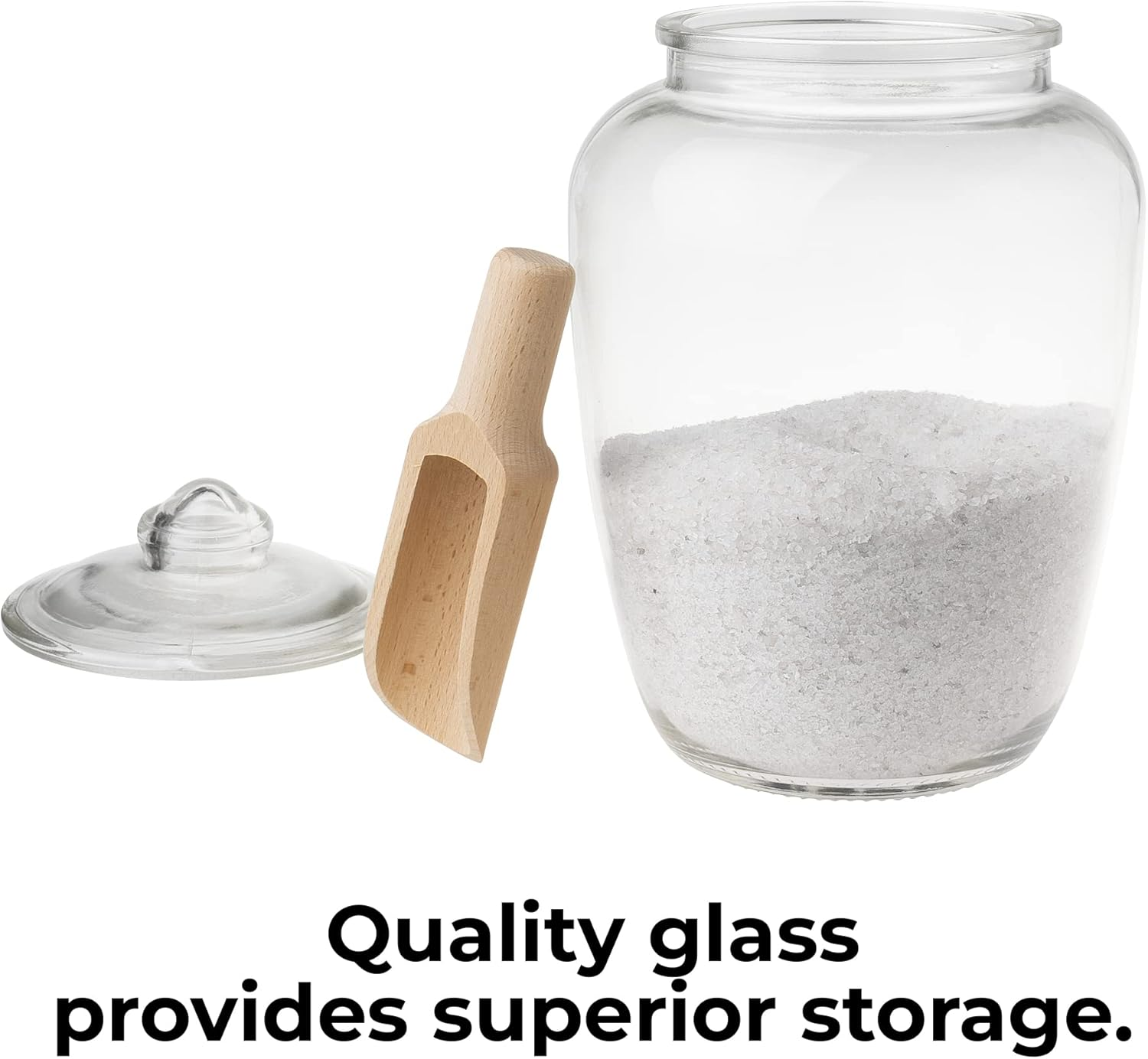 Upper Midland Products Glass Bath Salt Jar with Wooden Scoop for Bath Salt, Bath Salt Container with Airtight Lid Holds 74 Oz of Bath Salt Epsom Salt, Laundry, Flour Multi Use image number 6