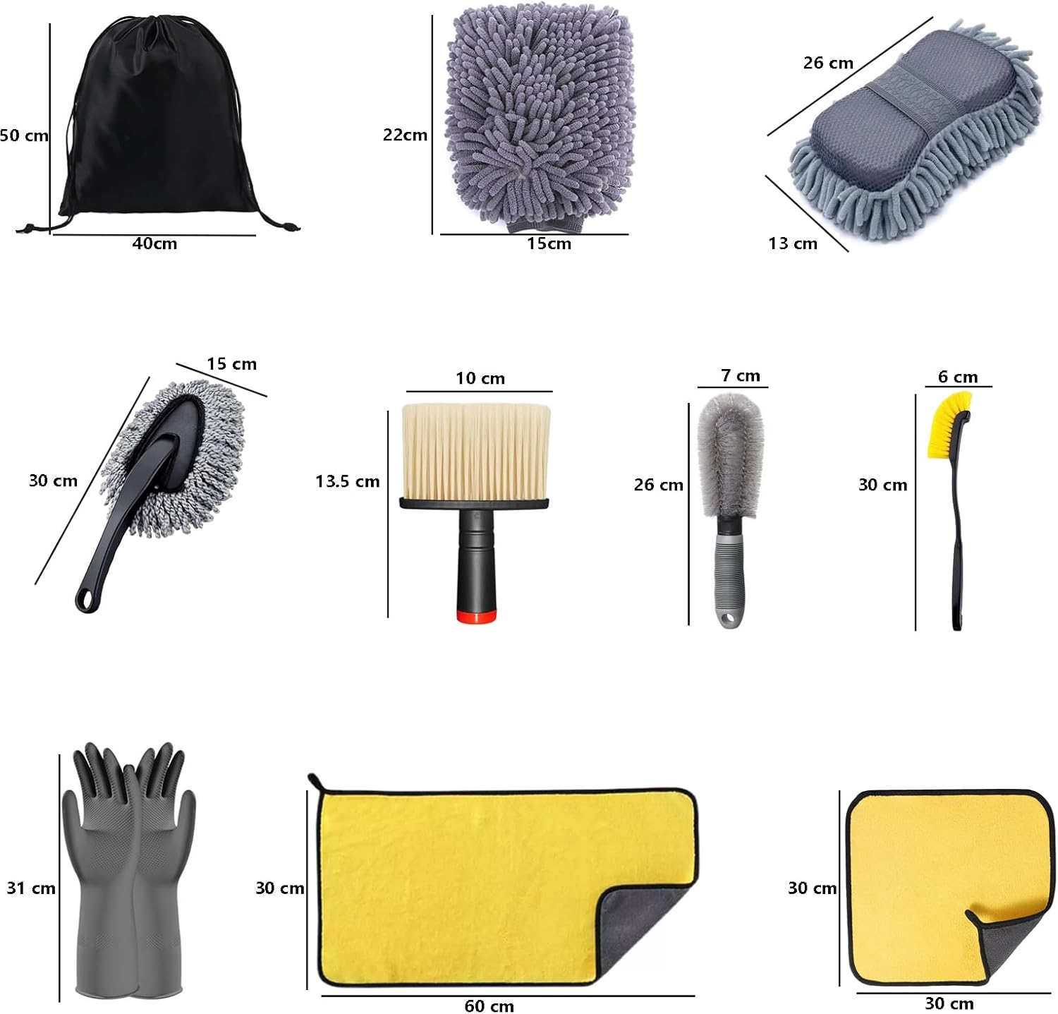 14 Pcs Car Wash Kit with Collapsible Bucket, Car Washing Tools for Car Cleaning, with Storage Bag image number 5