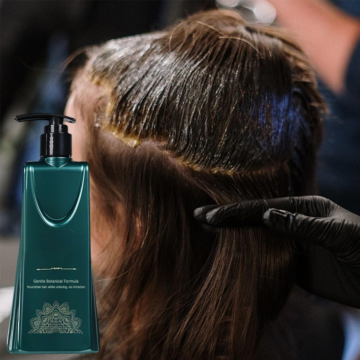 Mild Formula Long Lasting Hair Dye Set,Long-Lasting Single Step Hairdye Kit，Plant Extracts Hair Color Dye Cream for Gray Coverage (Natural Black) image number 3