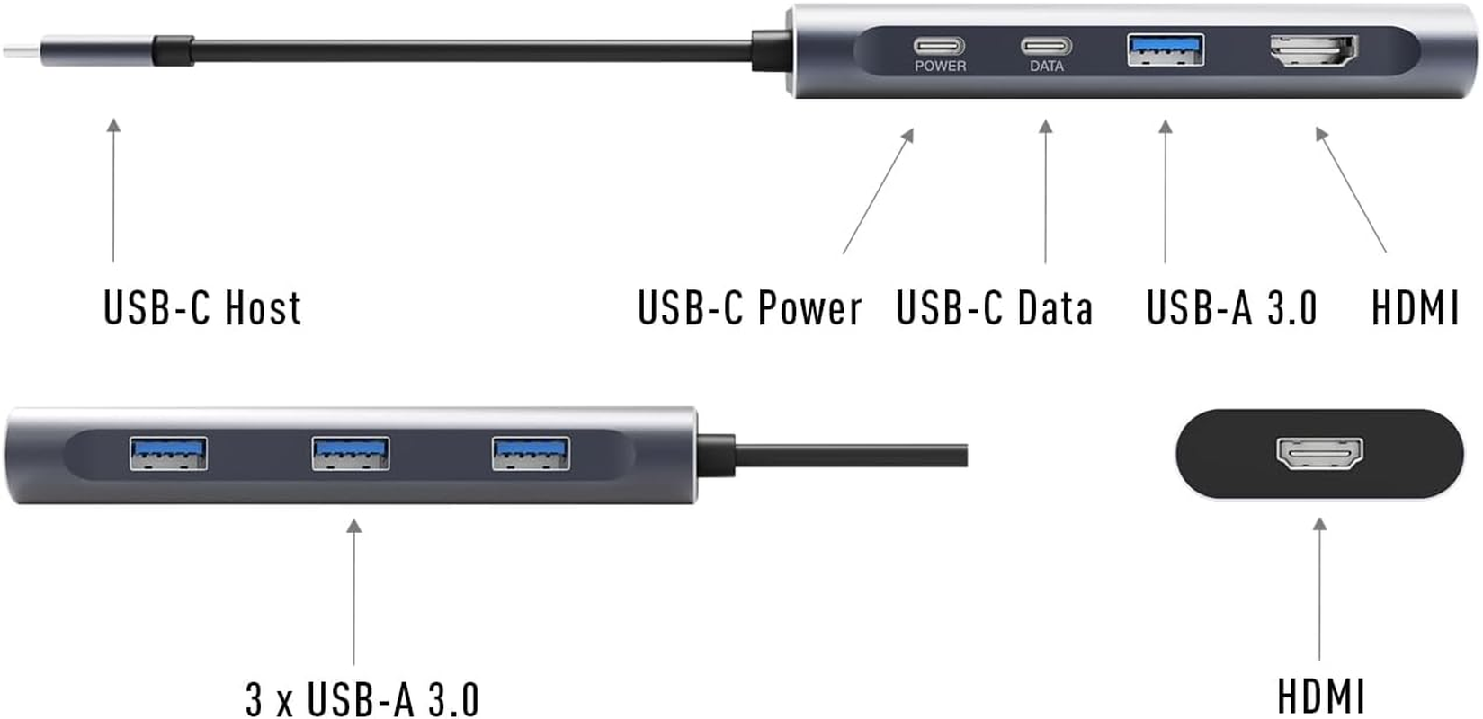 Comsol Universal USB-C Multi-Port Hub Adapter, 8 Ports with HDMI, USB-A 3.0, Power Delivery, Data Transfer image number 1
