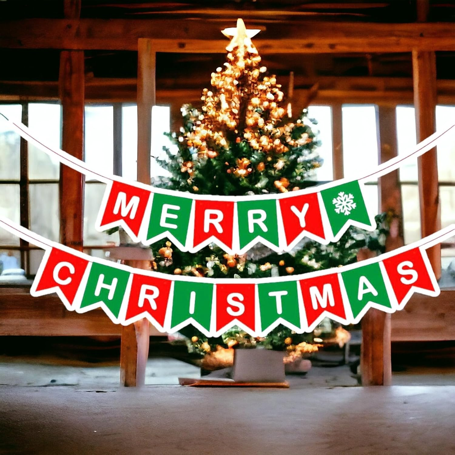 Merry Christmas 5 Metre Banner Bunting Santa Holiday Celebration Decoration Red Green image number 4