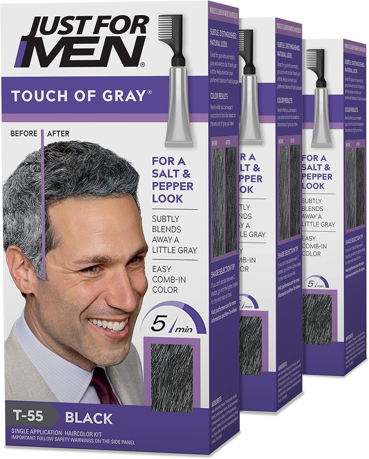 JUST for MEN Touch of Gray Haircolor T-35 Medium Brown, 1 Each (Pack of 3)