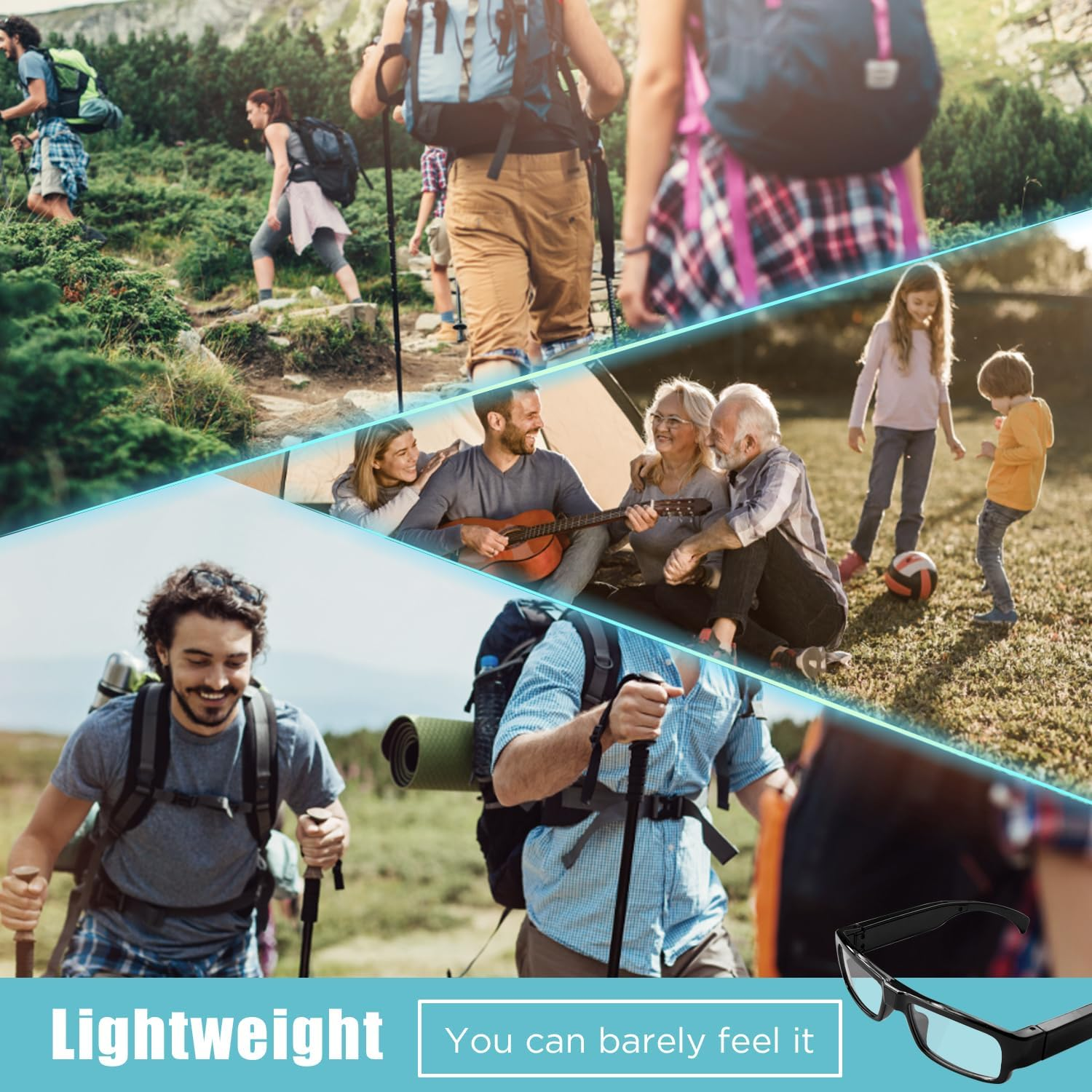 Dahocamgo 1080P Camera Glasses Video Glasses HD Eyewear Camera Video Cam Photo Taking Video Camcorder for Travel, Sports(Included 32G TF Card) image number 3