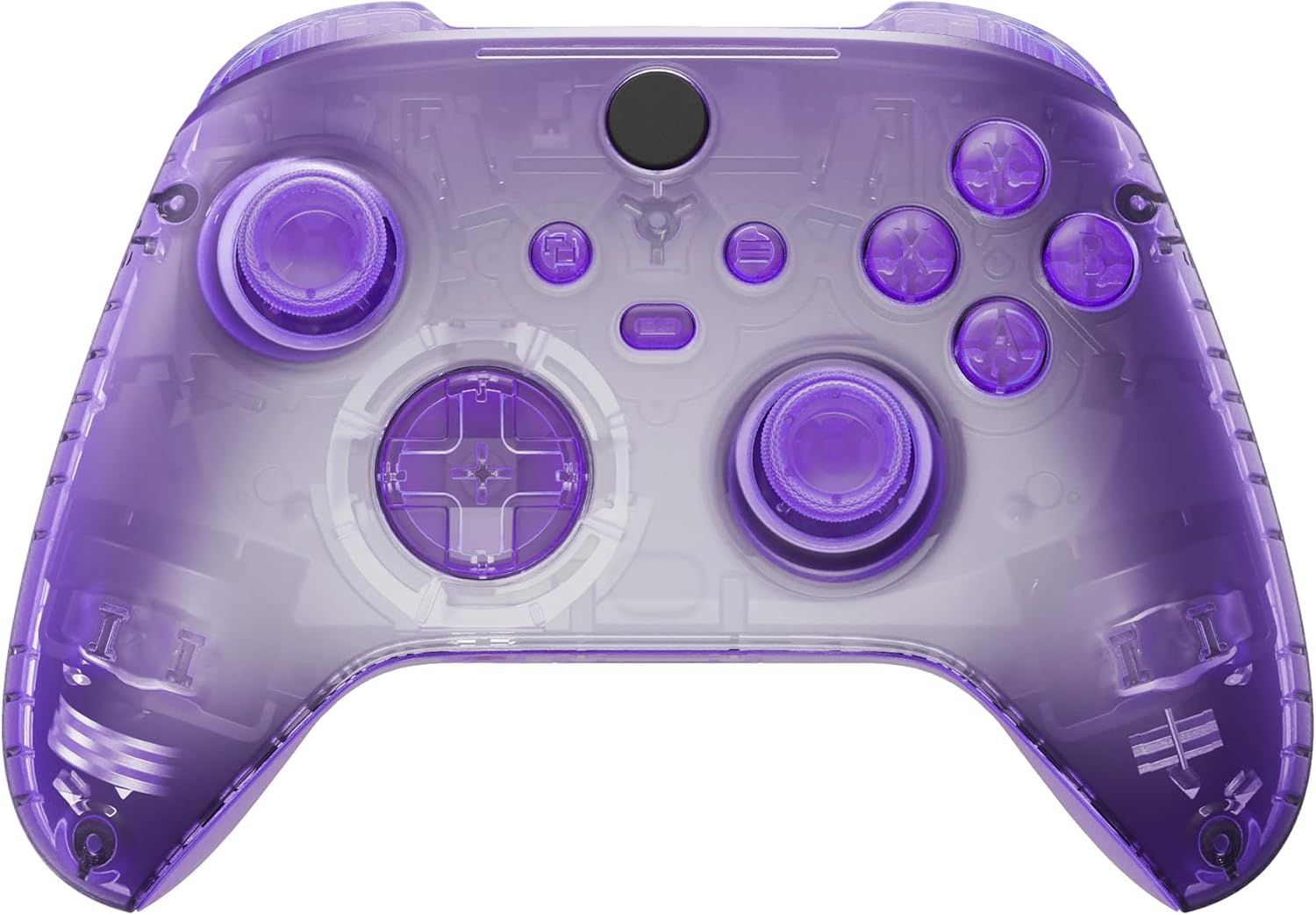 Extremerate Clear Atomic Purple Controller Full Set Housing Shell Case W/Buttons for Xbox Series X/S, Custom Replacement Side Rails Front Back Plate Cover for Xbox Series S & Xbox Series X Controller - Clear image number 3