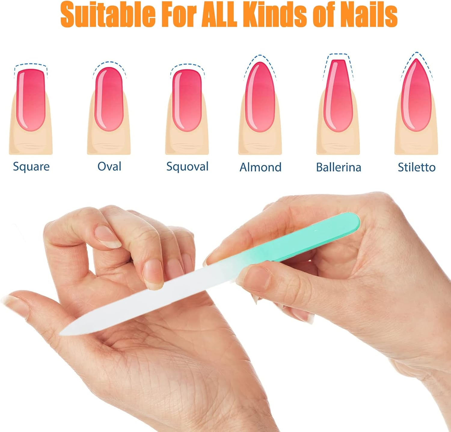 3Pack Glass Nail File, Glass Cuticle Pusher, Glass Nail File with Case, Glass Cuticle Pusher and File, Professional Manicure Nail Care, Unique Gifts for Women and Girls image number 2