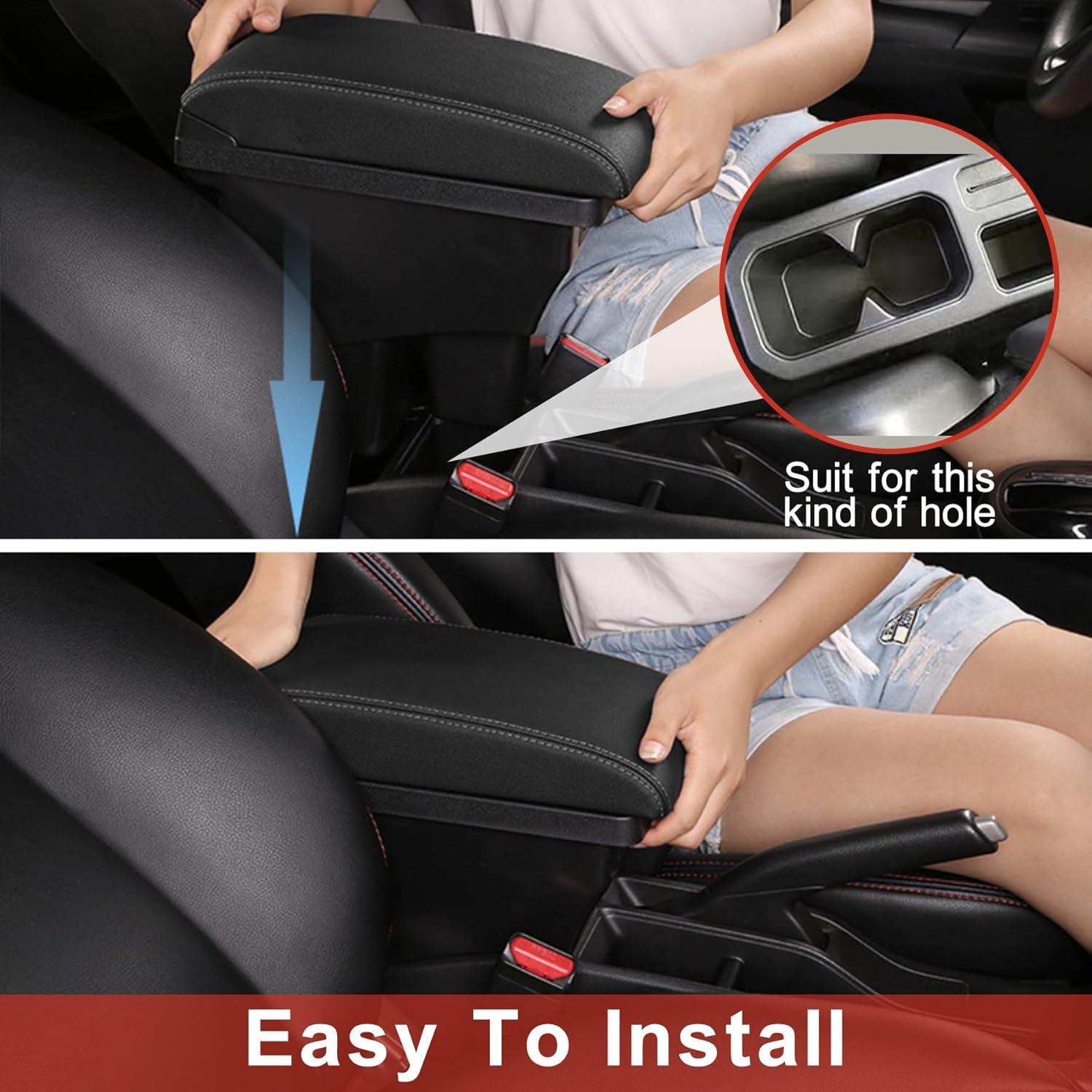 Car Armrest Box for Suzuki Jimny JB64W/JB74W 2018-2025, Adjustable Center Console Organizer Leather Armrest Pillow with Cup Holder, Double Layer Arm Rest Organizers Replacement Interior Accessories image number 6