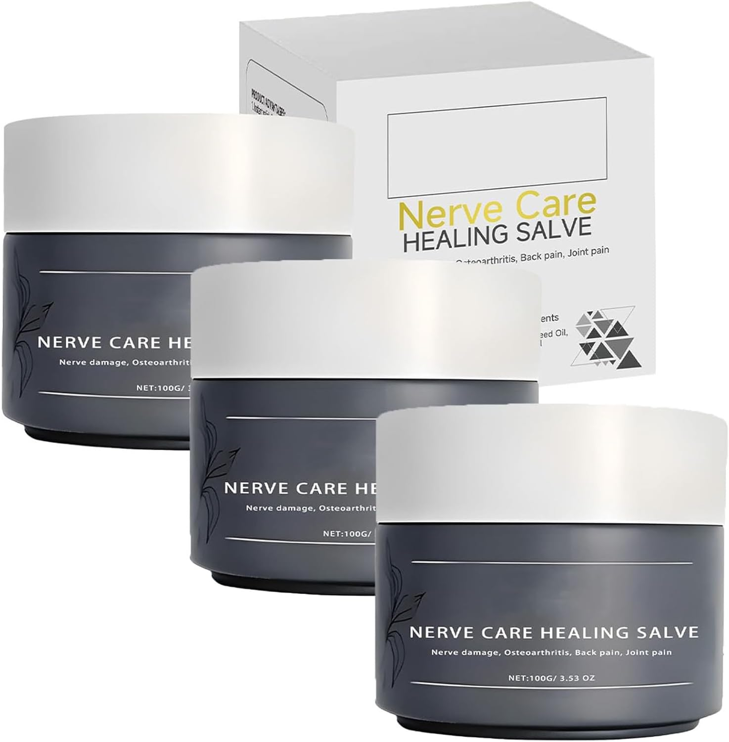 Elycura Nerve Care Healing Salve, Muscle Relaxation & Tingling Relief, Nerve Soothing Cream, Natural Ingredients, Effective Relieffor Back, Neck, Hands, Knees (3Pcs)