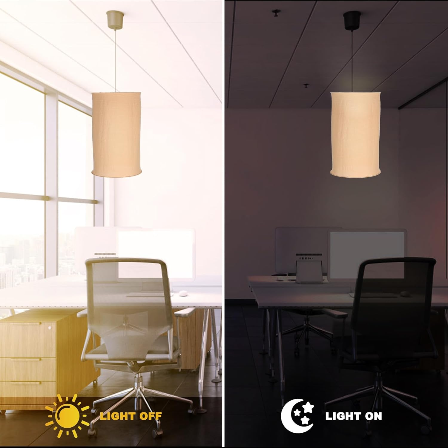 Didiseaon Fabric Pendant Lamp Shade E27 30Cm Khaki Foldable Linen Ceiling Cover for Table and Floor Lamps image number 2