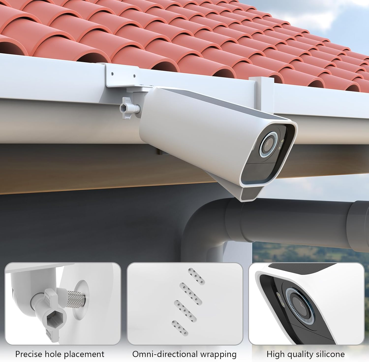 TIUIHU Gutter Mount for Eufycam S3 Pro Camera, Gutter Mount with Waterproof Silicone Case for Eufy Solar Surveillance Camera Outdoor (White) image number 5