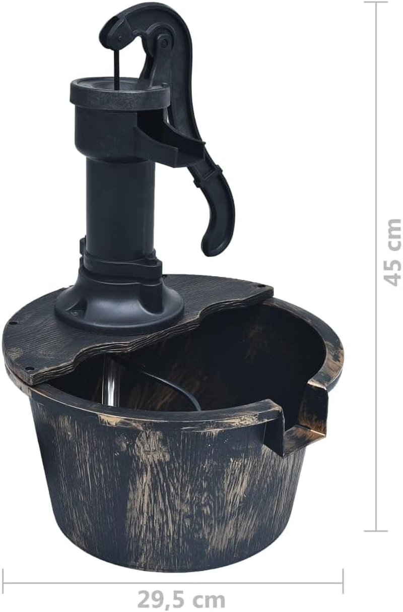 Vidaxl Rustic Garden Water Fountain, Bronze Colour - Outdoor Water Display with Barrel Design, Integrated Pump, Weather-Proof and Rust-Resistant, 29.5Cm Diameter X 45Cm Height image number 2