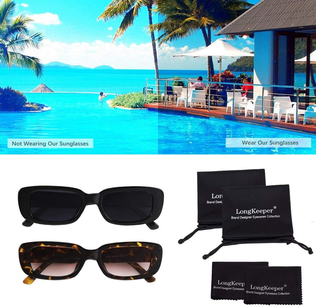 Long Keeper Rectangle Sunglasses for Women Retro 90&rsquo;S Vintage Sunglasses Fashion Narrow Square Frame Driving Sun Glasses UV400 Protection image number 1