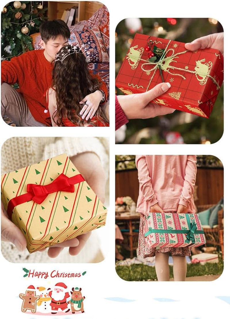 Gift Wrapping Paper, 8PCS Wrapping Kraft Paper+8Mtape+4Roll Ribbons Artware Kraft Packing Paper for Christmas, Bridal Showers, Baby Showers, Birthdays, Friendsmas and More image number 4