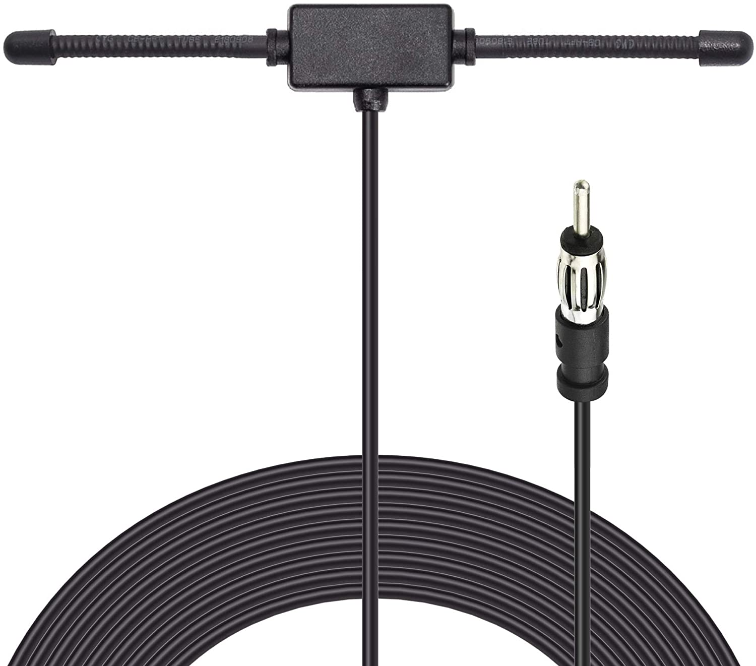 Bingfu Universal Car Stereo FM Radio Antenna Signal Booster Amplifier Amp,12V Power Supply DIN Plug Connector Adapter for Vehicle Truck SUV Car Audio Radio Stereo Media Head Unit Receiver