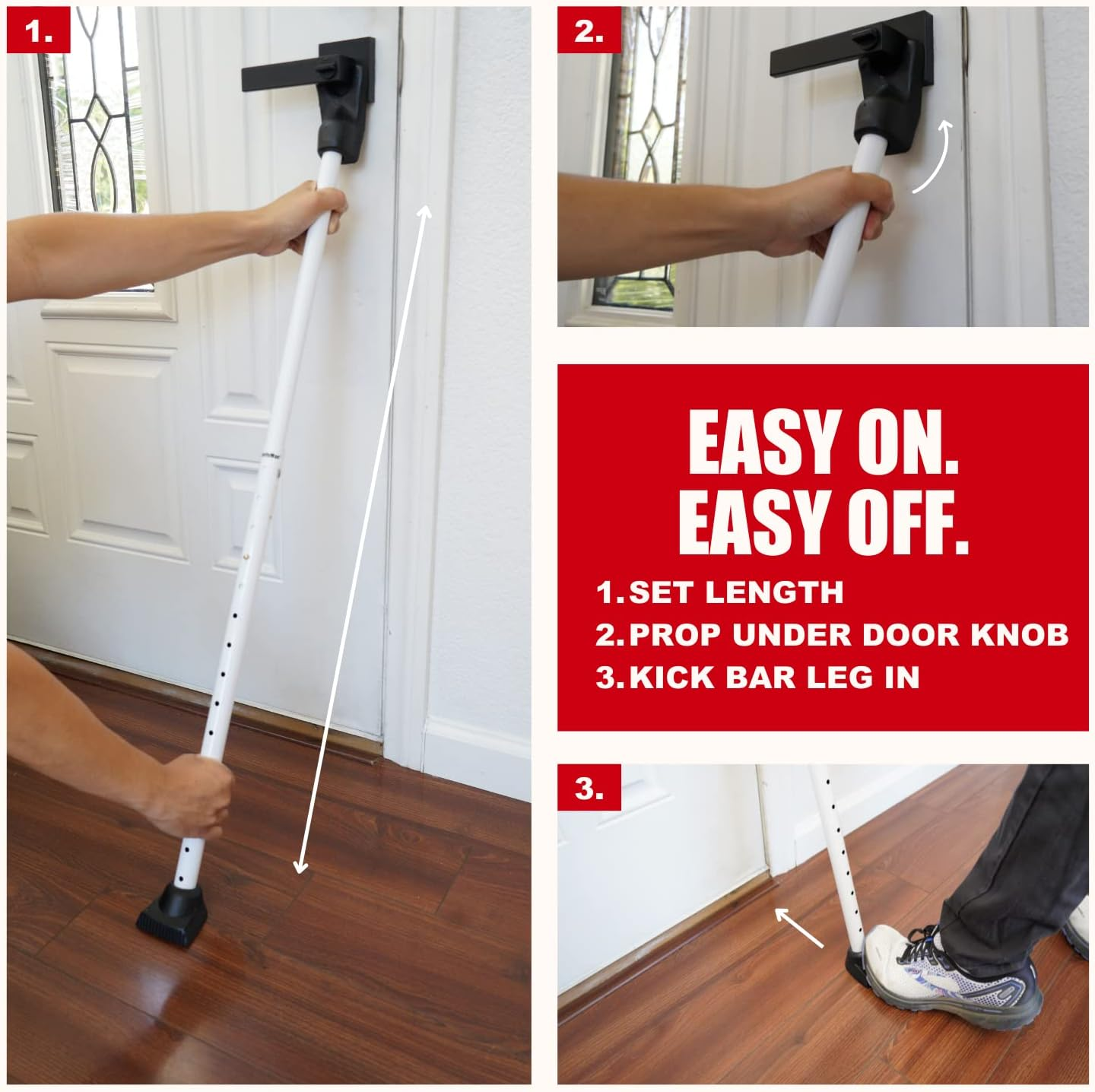 SECURITYMAN Adjustable Door Security Bar - Constructed of High Grade Iron - Great for Apartment Security or Home Protection Door Stoppers - (22.25&rdquo; - 43.7&rdquo; for Doors) (22.25&rdquo; - 39.25&rdquo; for Patio Doors) image number 1