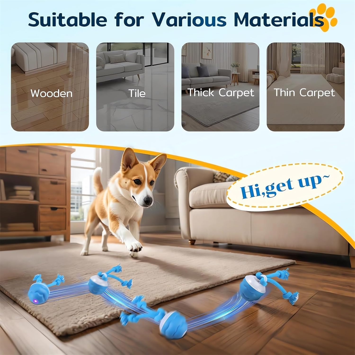 Interactive Dog Ball Toy - Automatic Moving Dog Ball with 3 Modes, Rechargeable Durable Chew Toy for Small Medium Dogs, Indoor Outdoor Interactive Pet Toy image number 4