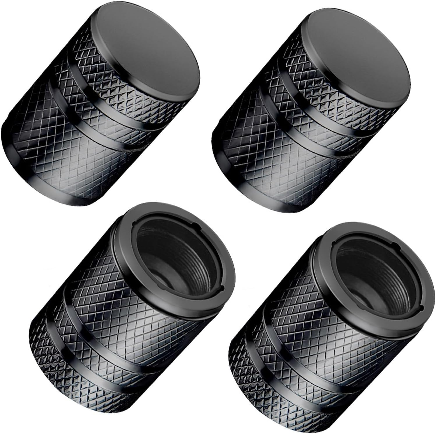 Tire Valve Stem Caps - (4 Pack) Premium Metal Air Caps with Plastic Liner, Durable, Corrosion Resistant and Leak-Proof, Universal Fit for Cars, Trucks, Motorcycles, and Bikes - Black image number 6