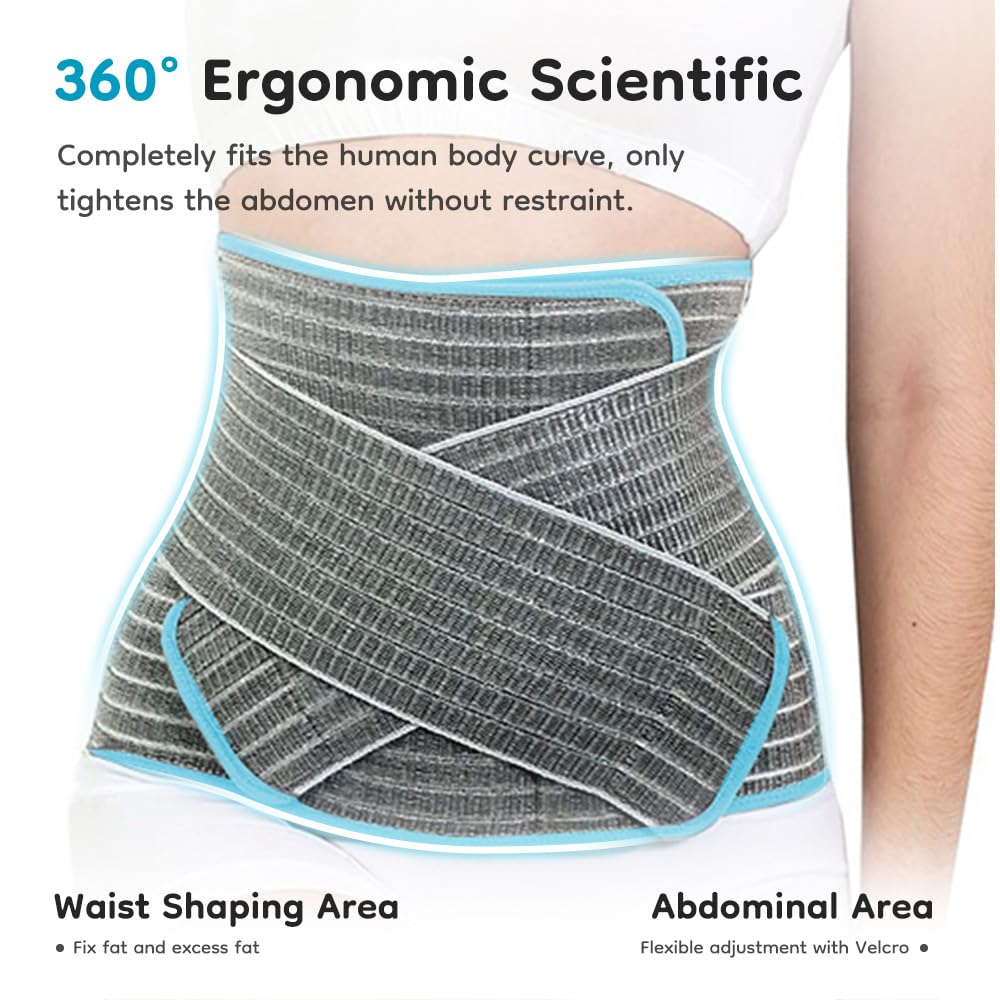 Postpartum Recovery Belt for Women - Adjustable Abdominal Binder & Pelvic Support, Breathable Bamboo Belly Wrap for C-Section & Natural Birth, Post-Pregnancy Tummy Control, Back Pain Relief & Waist Shaping (L) image number 1