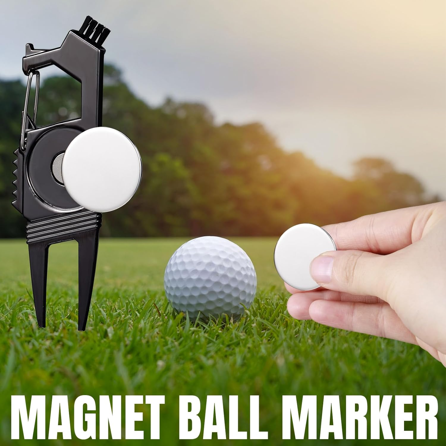3 Pcs 7 in 1 Multipurpose Golf Divot Tool Golf Divot Repair Tool Lightweight Compact Golf Tool with Magnetic Golf Ball Marker, Bottle Opener, Club Brush, Groove Cleaner for Golf Lovers image number 5