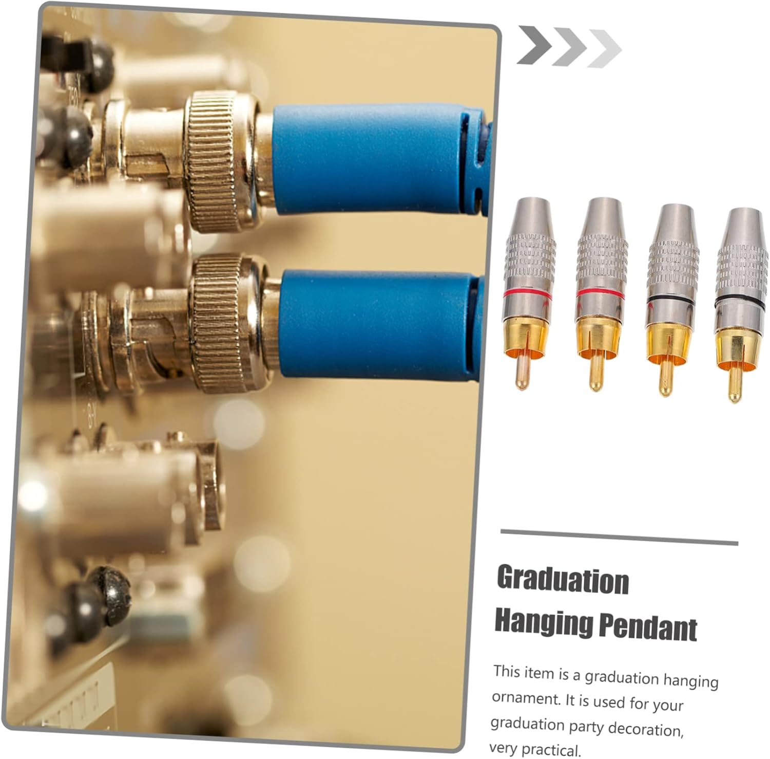 4Pcs Gold Plated Male Audio Connector Metal Speaker Plug Adapter for Home Theater and Professional Audio Systems with Rings image number 3