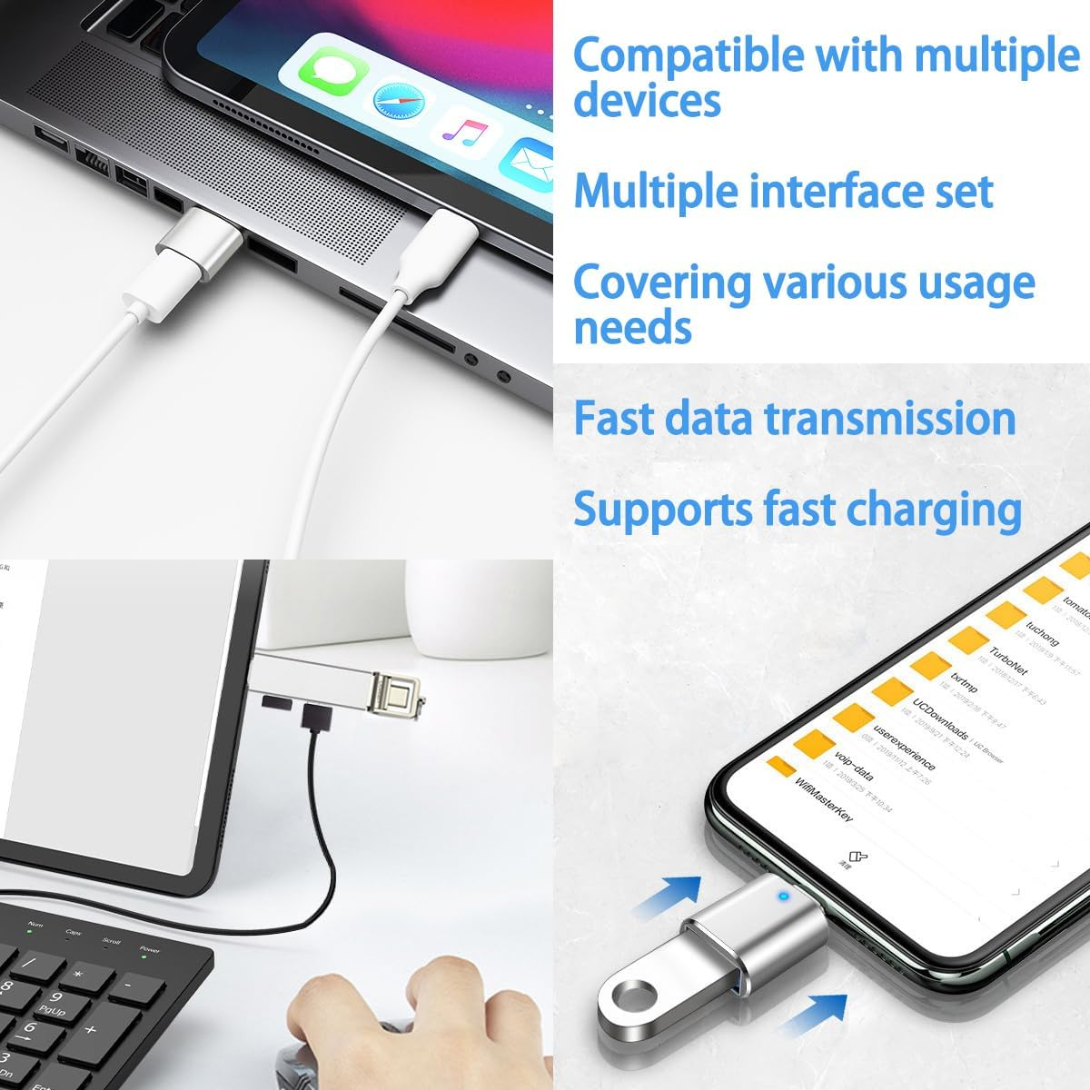 5Pcs USB C to USB Adapter, USB a to USB-C Adapter USB 3.0 Hub Type C to USB Adapter USB Hub Splitter Extension OTG Adapter, USB C Female to USB Male Adapter Fast Charging for Iphone Samsung PC Macbook image number 3