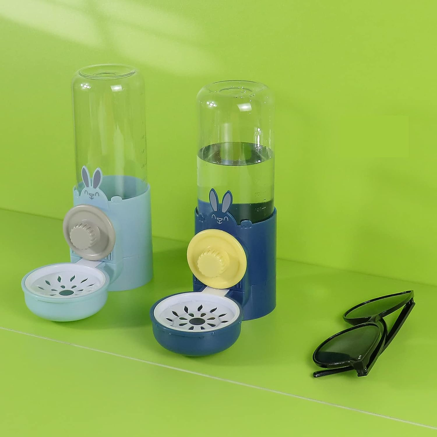 Rabbit Water Bottles 500Ml Large Guinea Pig Non Drip Automatic Kettle for Bunny/Ferret/Hedgehog Small Animal Dispenser (Blue) image number 3